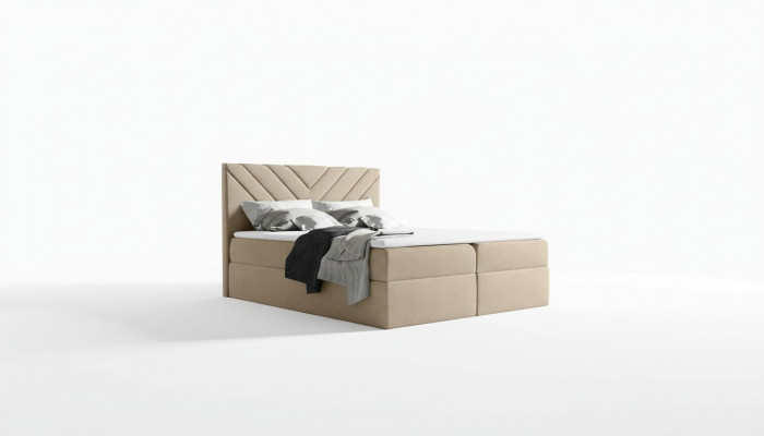 Bett, Bettkëschten, Boxspringbett, Duebelbett, Hotel, Modern, Bettkäschten, Better, Schlofzëmmer