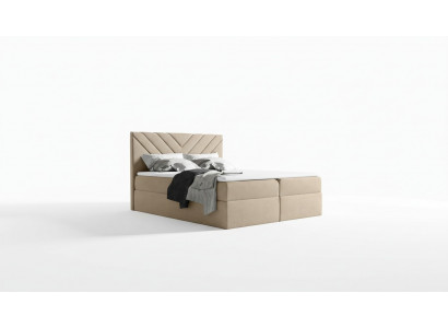 Bett, Bettkëschten, Boxspringbett, Duebelbett, Hotel, Modern, Bettkäschten, Better, Schlofzëmmer