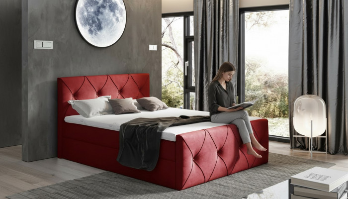 Bettkëscht Bett Schlofkummer Better Boxspringbett Textil Design Duebel Hotel Nei