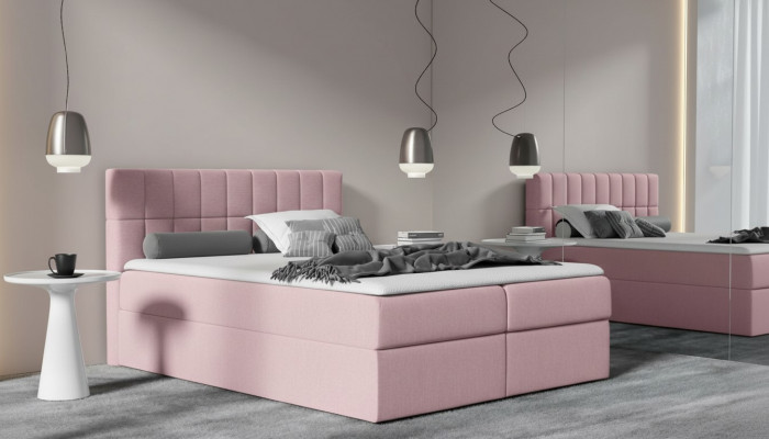 Rosa Stoff Boxspringbett Textil Design Duebel Hotel Modern mat Bettkëschten
