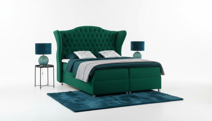 Chesterfield Boxspring Better Hotel Bett Schlofzëmmer Samt Samt Luxus Miwwelen
