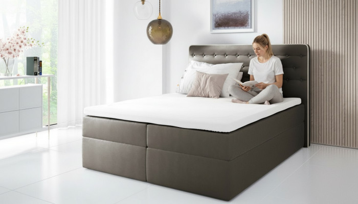 Bett mat Bettkëscht Boxspringbett Zäiteméisseg Duebel Hotel 160cm Schlofzëmmer