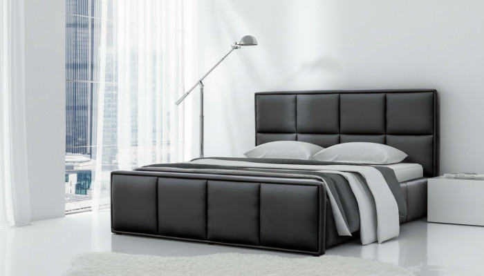 Duebelbett Bettrahmen Bett Miwwel Polsterbett Better Polyester Modern Schwaarz