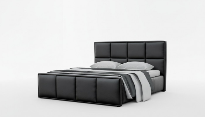 Duebelbett Bettrahmen Bett Miwwel Polsterbett Better Polyester Modern Schwaarz