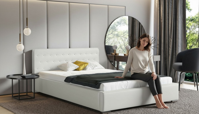 Duebelbett Hochzäitsbett Bettgestell Bett Gepolstert Bett Polyester Better Polyester Bettgestell Neit