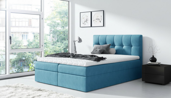 Bett, Ehebett, Boxspringbett, Duebelbett, Modern, Blo, Schlofzëmmer, Better, 160x200