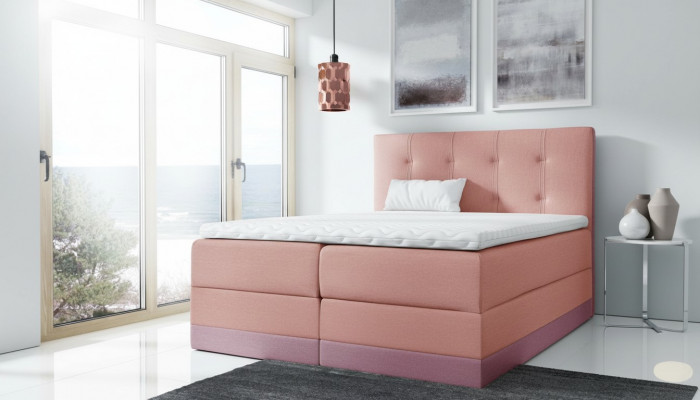Mariagebett Bett Rosa Polsterbett Better Boxspring Bett Duebelbett mat Matrass Nei