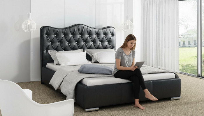 Bettkader Better Eedbett Modern Bett Konschtlieder Polsterbett Duebelbett Schwaarz