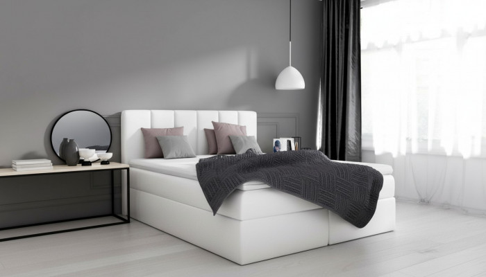 Boxspringbett Duebelbett Bett mat Bettkaste Koppelbett Better Polsterbett Wäiss Nei