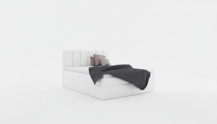 Boxspringbett Duebelbett Bett mat Bettkaste Koppelbett Better Polsterbett Wäiss Nei
