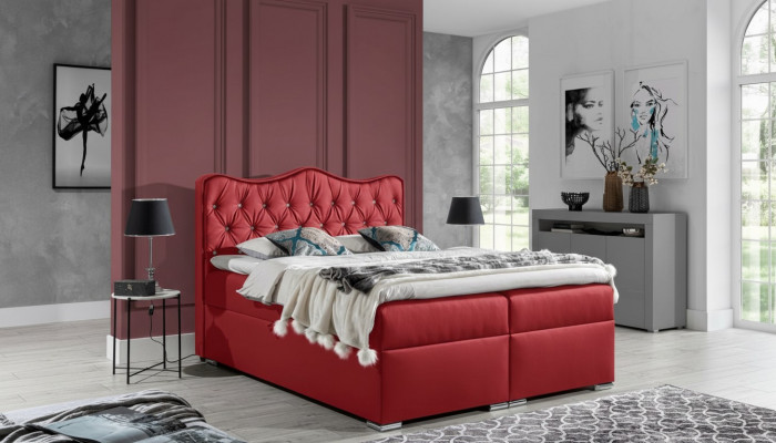 Doppelbett Bett Boxspringbett mat Bettkëscht Ehebed Bett Polsterbett Rout Nei