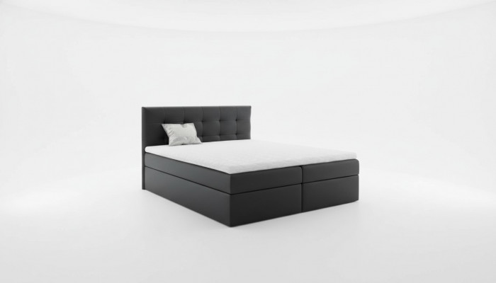 Ehebett Better Polsterbett Boxspringbett Duebelbett Bett mat Bettkëscht Schwaarz