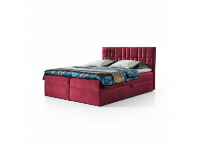 Duebeldbett Boxspringbett Bett mat Bettkaascht Manzebett Better Polsterbett Rout Nei