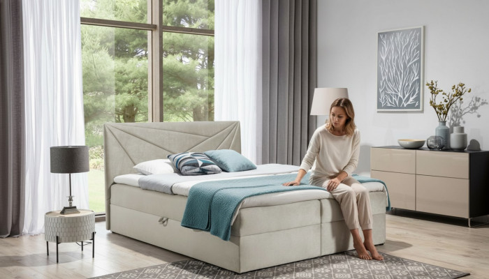 Duebelbett Bett mat Bettschaf Boxspringbett Bestietbett Better Polsterbett 180cm