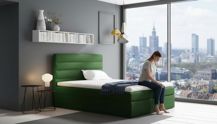 Bett mat Bettkëscht Ehebeet Better Gréng Polsterbett Boxspringbett Duebelbett Nei