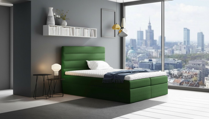 Bett mat Bettkëscht Ehebeet Better Gréng Polsterbett Boxspringbett Duebelbett Nei