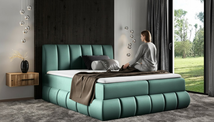 Bett mat Bettkëscht Eebett Better Boxspringbett Duebelbett Polsterbett Hotel