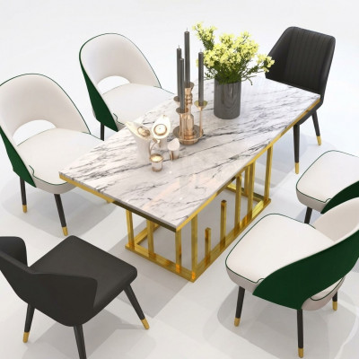Luxus Iessdësch Iesszëmmer Miwwelen Ariichtung Dësch Metall Design Dëscher Iessdëscher