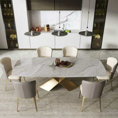 Luxus Iessdëscher Dëscher Design Dësch Edelstol Steen Miwwelen Iesszëmmer Modern Sail