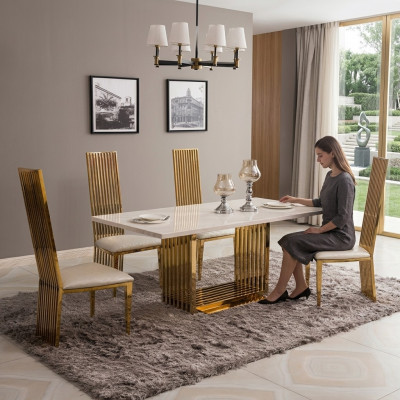 Luxus Dësch Metall Iessdësch Mega Design Metall Dëscher 140x80 Iesszëmmer Miwwelen