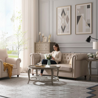 Sëtzgarnitur Chesterfield 321 Wunnlandschaft Sëtz Design Canapé Sofas Ledercanapé