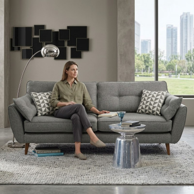 Polstersofa Sofa 2-Sëtzer Textil Sëtz Design Couche Sofas Stoff Gro 226 cm Nei