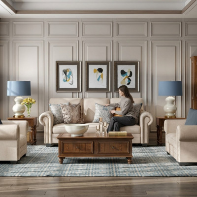 Couch-Garnitur 321 Sëtzer Polstersofa Sofa Textil Sëtz Design Canapé