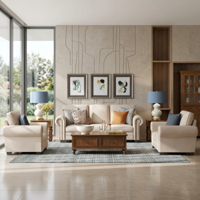 Couch-Garnitur 321 Sëtzer Polstersofa Sofa Textil Sëtz Design Canapé