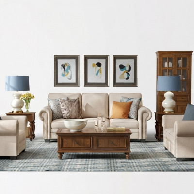 Couch-Garnitur 321 Sëtzer Polstersofa Sofa Textil Sëtz Design Canapé