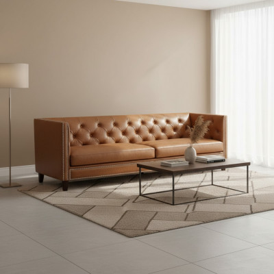 Sofa 4 Sëtzer Polstersofa Modern Sëtz Polyester Design Couch Orange