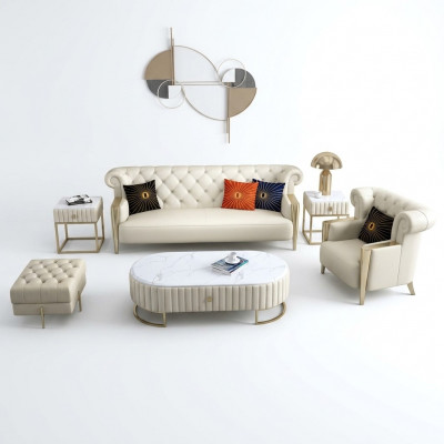 Soffagarnitur 3-2-1 Sëtzer Garnitur Polster Canapé Sofa Sofen Chesterfield