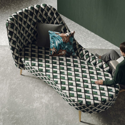 Textil Chaise Lounge Léistung Polster Léien Sofa Chaiselounge Relax Club Miwwelen