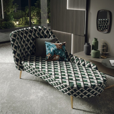 Textil Chaise Lounge Léistung Polster Léien Sofa Chaiselounge Relax Club Miwwelen