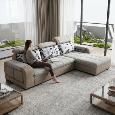 Ecksofa L-Form Eck Polstersofa Sëtz Design Couch Sofa Stoffer Wunnlandschaft Neit