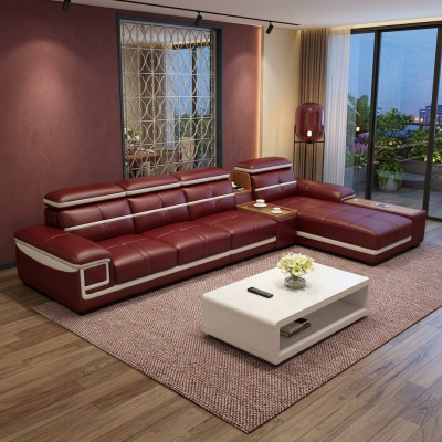 Luxus Eckcanapé L-Form Konschtlieder Eckpolstersofa Sëtzdesign Couch Sofasen Rout Nei