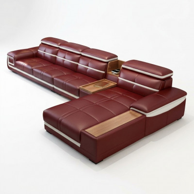 Luxus Eckcanapé L-Form Konschtlieder Eckpolstersofa Sëtzdesign Couch Sofasen Rout Nei