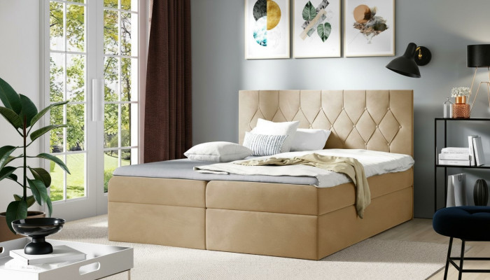 Luxe Boxspring-Bett Hotel Better Polsterfunktioun Bettkasten 180x200cm Beige