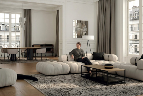 Eckcouch L-Form Sofa Wäiss Zofa Modern Wunnzëmmer Stoff Polster Design Eck Néi
