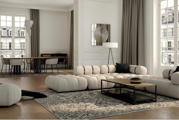 Eckcouch L-Form Sofa Wäiss Zofa Modern Wunnzëmmer Stoff Polster Design Eck Néi