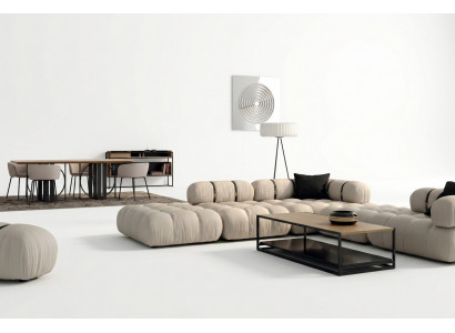 Eckcouch L-Form Sofa Wäiss Zofa Modern Wunnzëmmer Stoff Polster Design Eck Néi