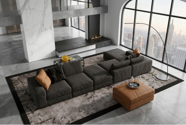 Luxus Eckcouch L-Form Canapé Canapéen Modern Wunnzëmmer Textil Polster Design Eck Nei