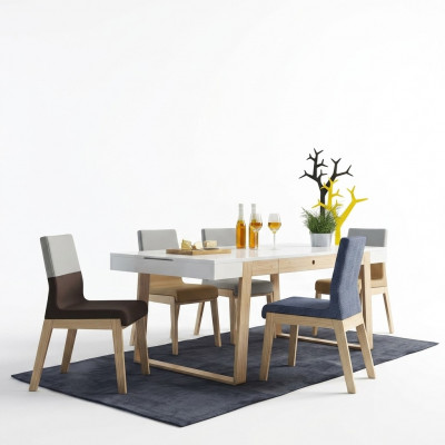 Set vu 4 Still Fauteuils Iesszëmmerstull Iesszëmmerstull Stoffstull Holz Luxus Sëtz