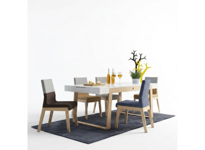 Set vu 4 Still Fauteuils Iesszëmmerstull Iesszëmmerstull Stoffstull Holz Luxus Sëtz