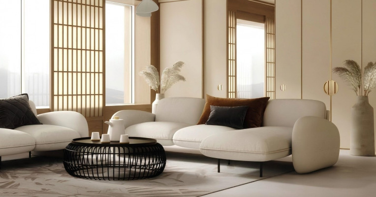 Eckcanapé L-Form Sëtz Eck Canapéë Stoff Wunnzëmmer Design Couchen Polster Modern