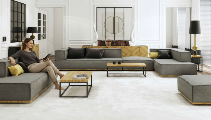 Ecksofa L-Form Luxus Garnitur Sofa Stoff Sofae Polster Sëtz Eck Modern Gro
