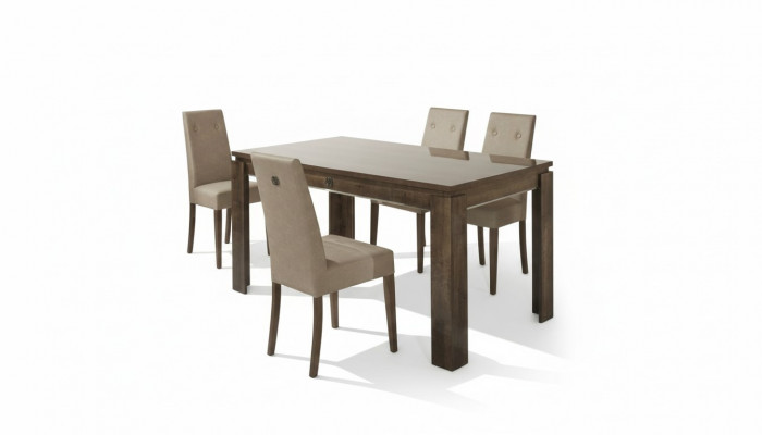 Still aus Holz, Polster Garnitur Wunnzëmmer Iesszëmmer Iessgruppe Grupp Set 4 Deeler. Nei.