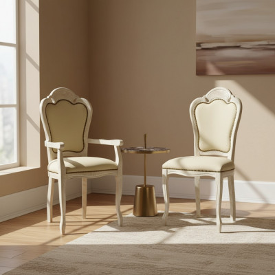 Stull mat Armlehnen Iesszëmmerstull Holz Nei Iesszëmmersstill Design Fauteuil Barock