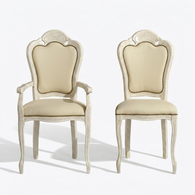 Stull mat Armlehnen Iesszëmmerstull Holz Nei Iesszëmmersstill Design Fauteuil Barock