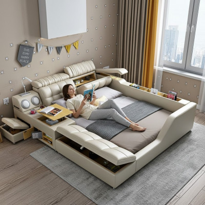 Duebeltbett Polsterbett Schlofzimmer 180x200cm Multifunktioun Bett Better
