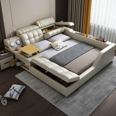 Duebeltbett Polsterbett Schlofzimmer 180x200cm Multifunktioun Bett Better